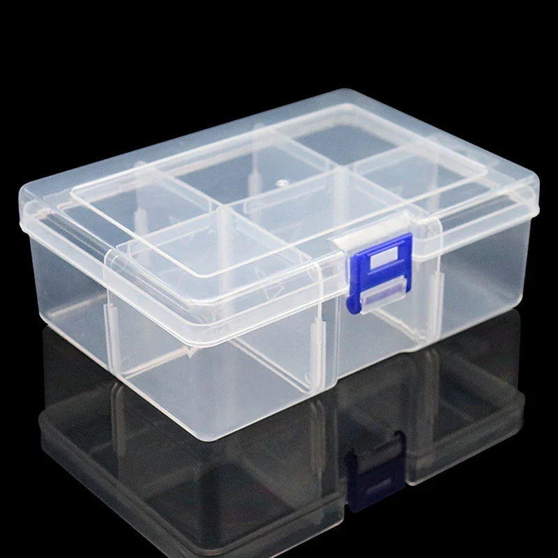 6-Grid Transparent Plastic Organizer Box – Jewelry & Fishing Plastic Storage Organizer Qme