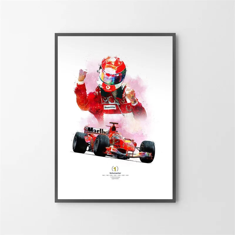 Watercolor F1 Racing Driver Helmet Canvas Print Wall Art Canvas Wall Art Qst 36 20x30cm Unframed