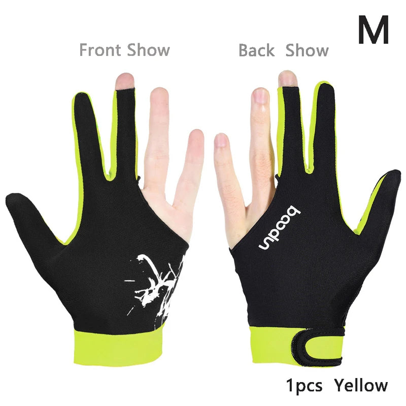 3-Finger Billiard Snooker Glove – Left & Right Hand, M/L Billiard Cue Glove Qst M Yellow