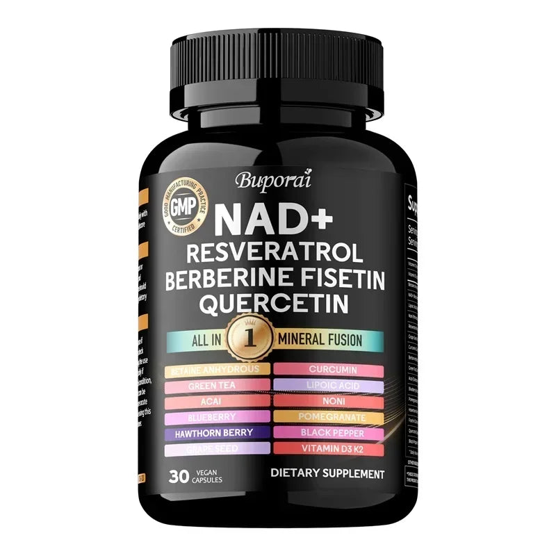 NAD+ Resveratrol Berberine 18-in-1 Supplement | Cellular Wellness Dietary Supplement Qst 30 Capsules