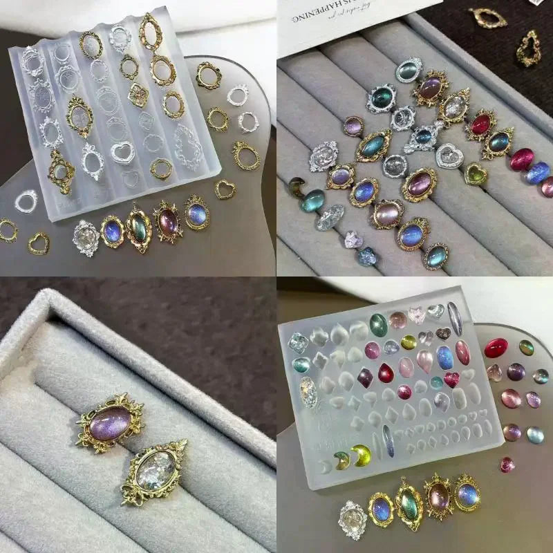 Baroque 3D Relief Nail Art Silicone Mold | Retro Shell Frame Nail Art Mold Qme