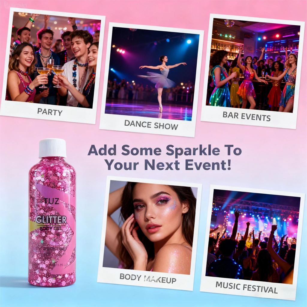 Waterproof Glitter Gel – Body, Face & Hair Festival Makeup Body Glitter Gel Qst