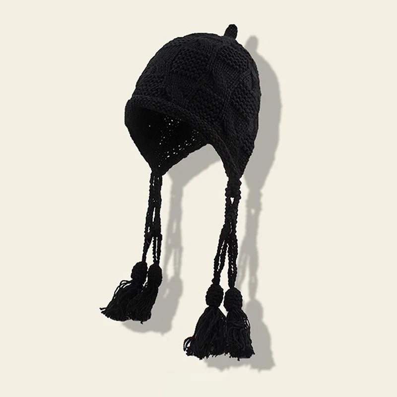 Women's Handmade Knitted Winter Hat – Crochet Ear Warmth Cap Knitted Winter Hat Qst A11