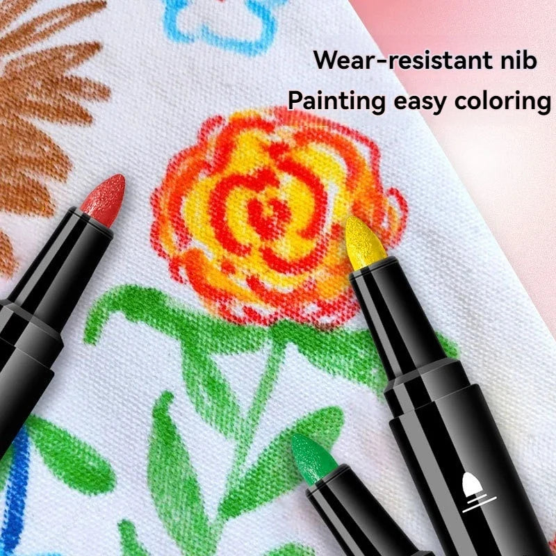 12 Washable Fabric Art Markers – Non-Fading DIY Craft Pens Fabric Art Markers Qme