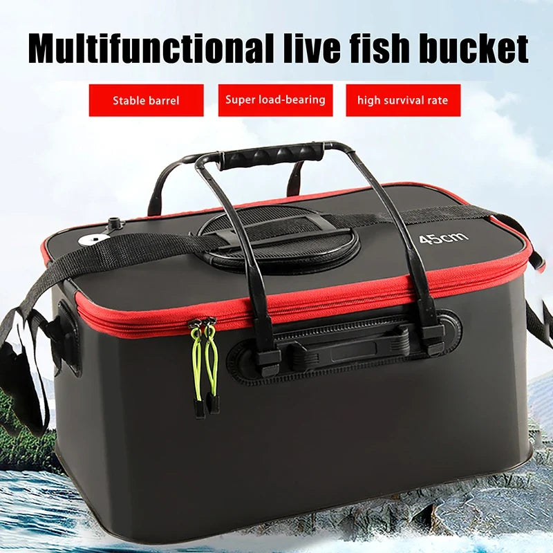 Foldable EVA Fishing Bucket – Portable Multifunctional Fish Box Foldable Fishing Bucket Qme