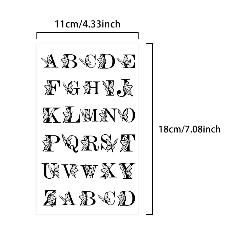 Temporary Butterfly Alphabet Waterproof Body Art Tattoo Stickers Temporary Tattoo Sticker Qme HC904