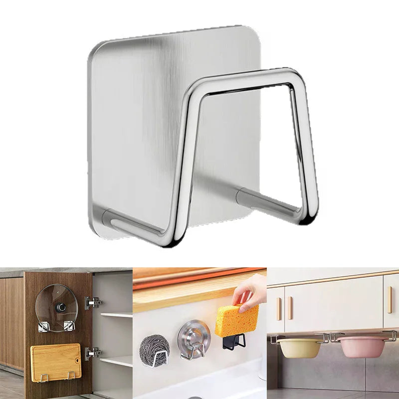 No-Drill Stainless Steel Basin Hook Bathroom Storage Rack Basin Hook Rack Qme