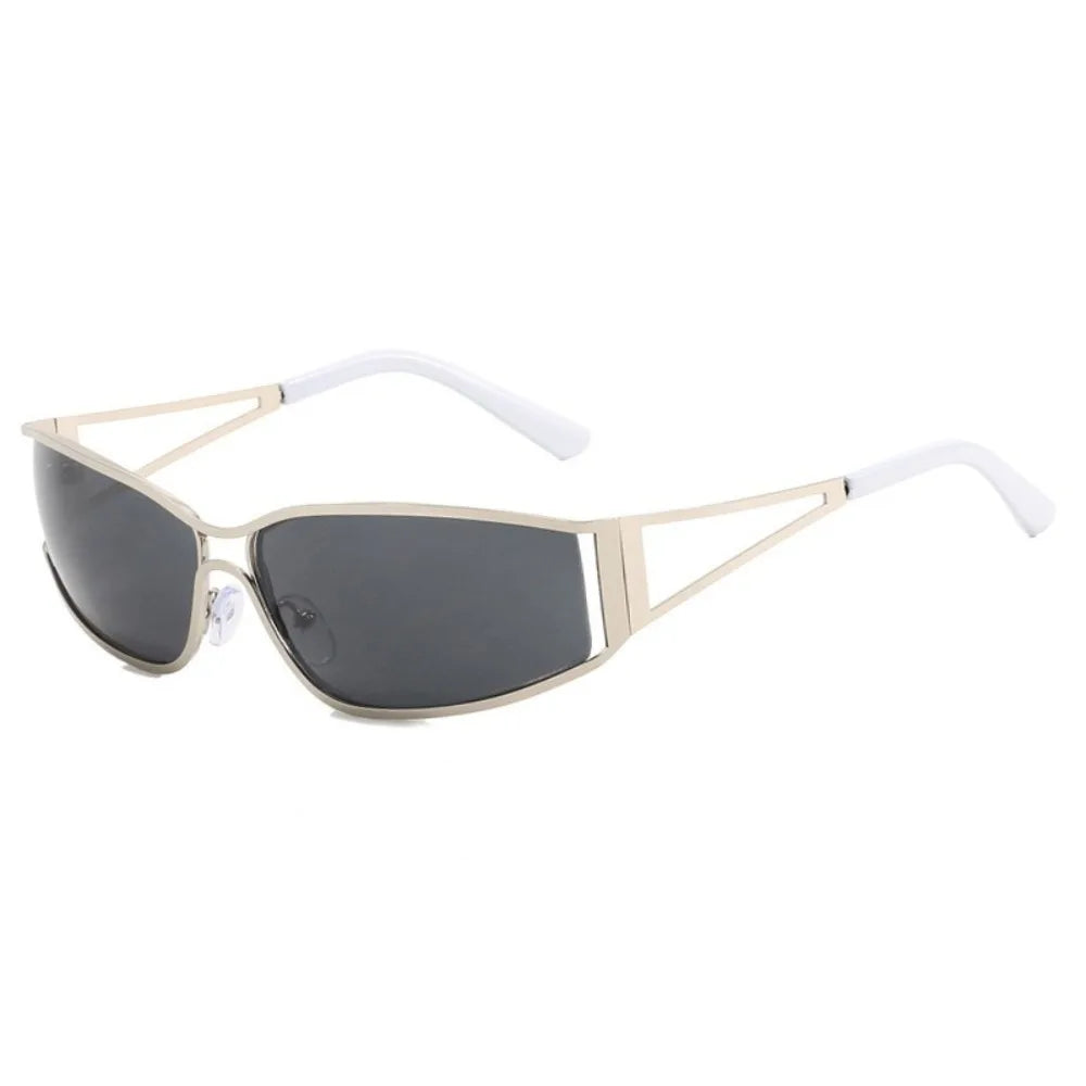 Vintage Y2K Steampunk Rimless Oval Sunglasses – 7 Colors Rimless Oval Sunglasses Qme Silver Grey