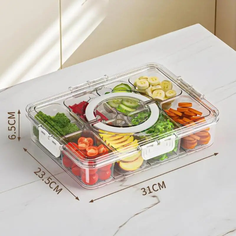 8-Grid Divided Snack Box with Lid – Fridge & Party Organizer Food Storage Container Qst
