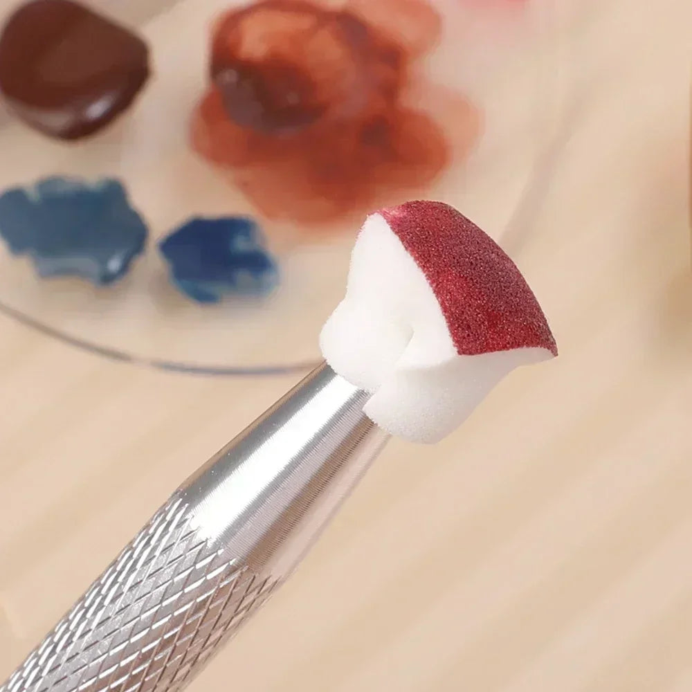 Nail Art Sponge Grabber Set – Square Blending Sponges & Metal Pen Nail Art Tool Set Qme