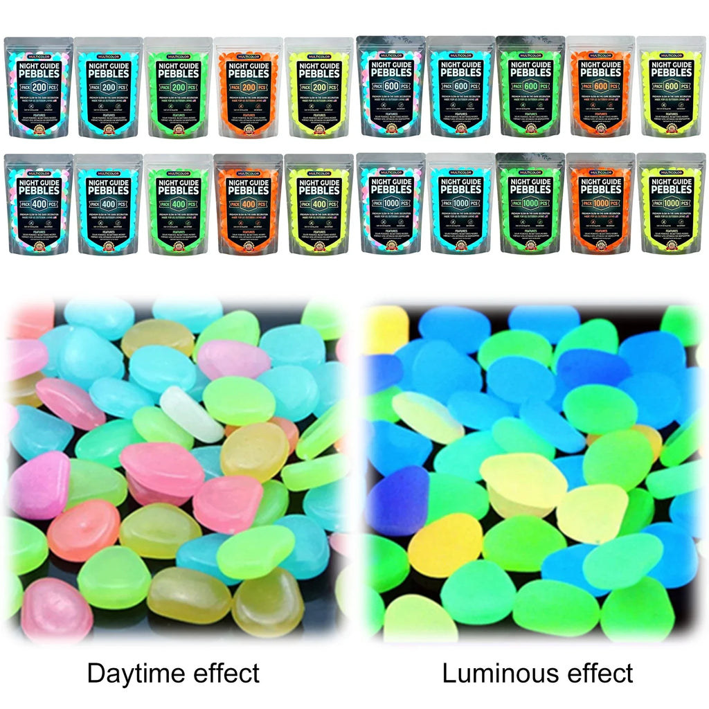200pc Glow in the Dark Pebbles for Fish Tank & Garden Decor Aquarium Decor Pebbles Qme
