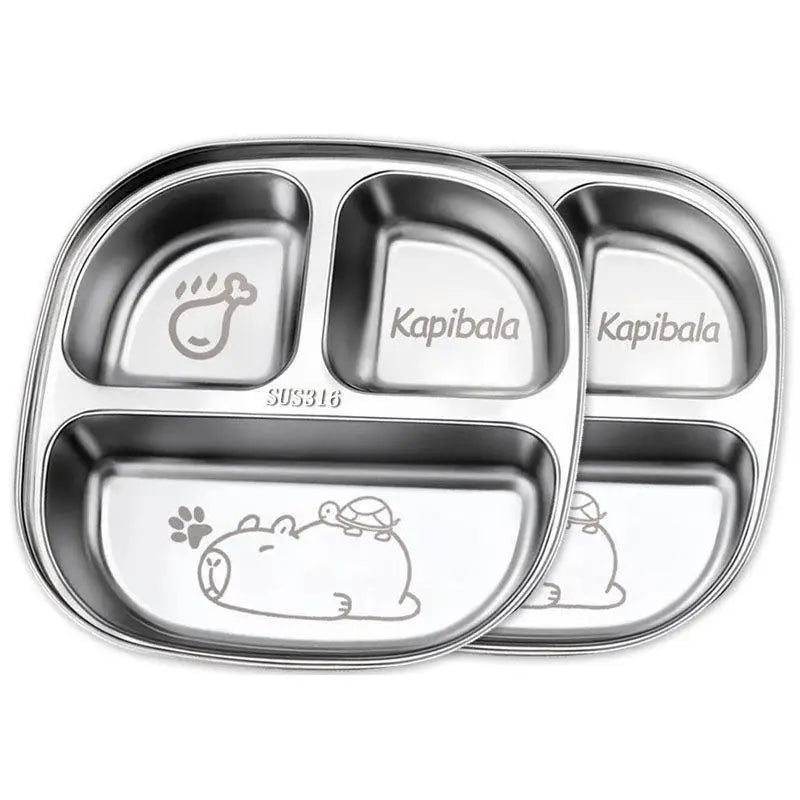 Capybara Divided Dinner Plate | Stainless Steel 2/3/4 Grid Divided Dinner Plate Qst