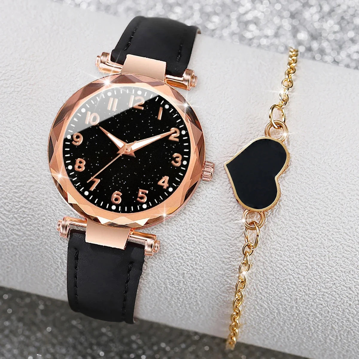 Frosted Digital Women's Watch – Starry Night LED Belt Watch Digital Wristwatch Qme
