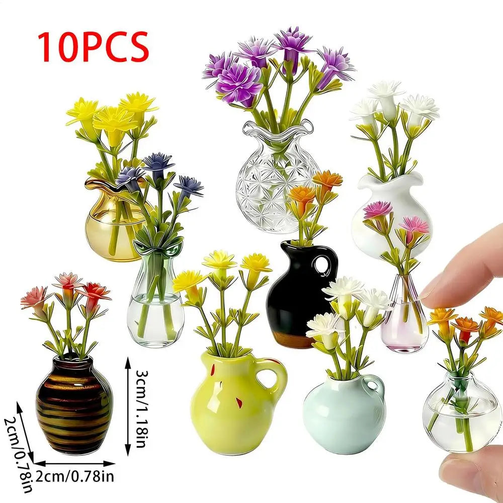 Mini Ceramic Vase Fridge Magnets Set of 10 – Aesthetic Décor Decorative Fridge Magnets Qme China Mainland 10pcs