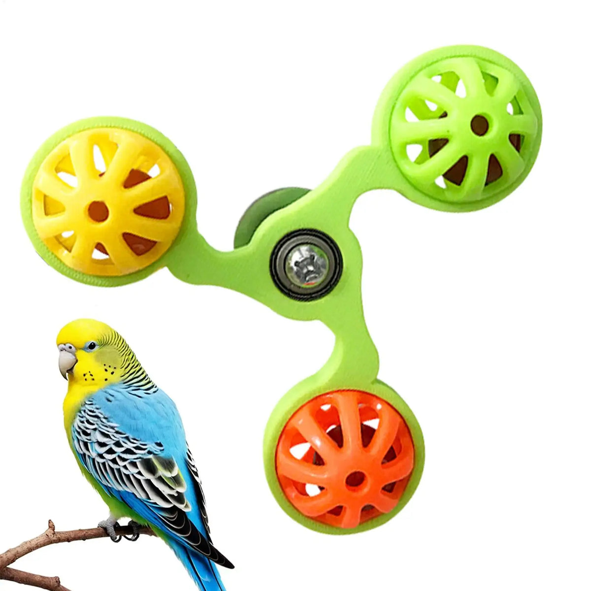 Rotating Windmill Bird Toy with 3 Bells – Parakeet & Conure Bird Cage Toy Qme