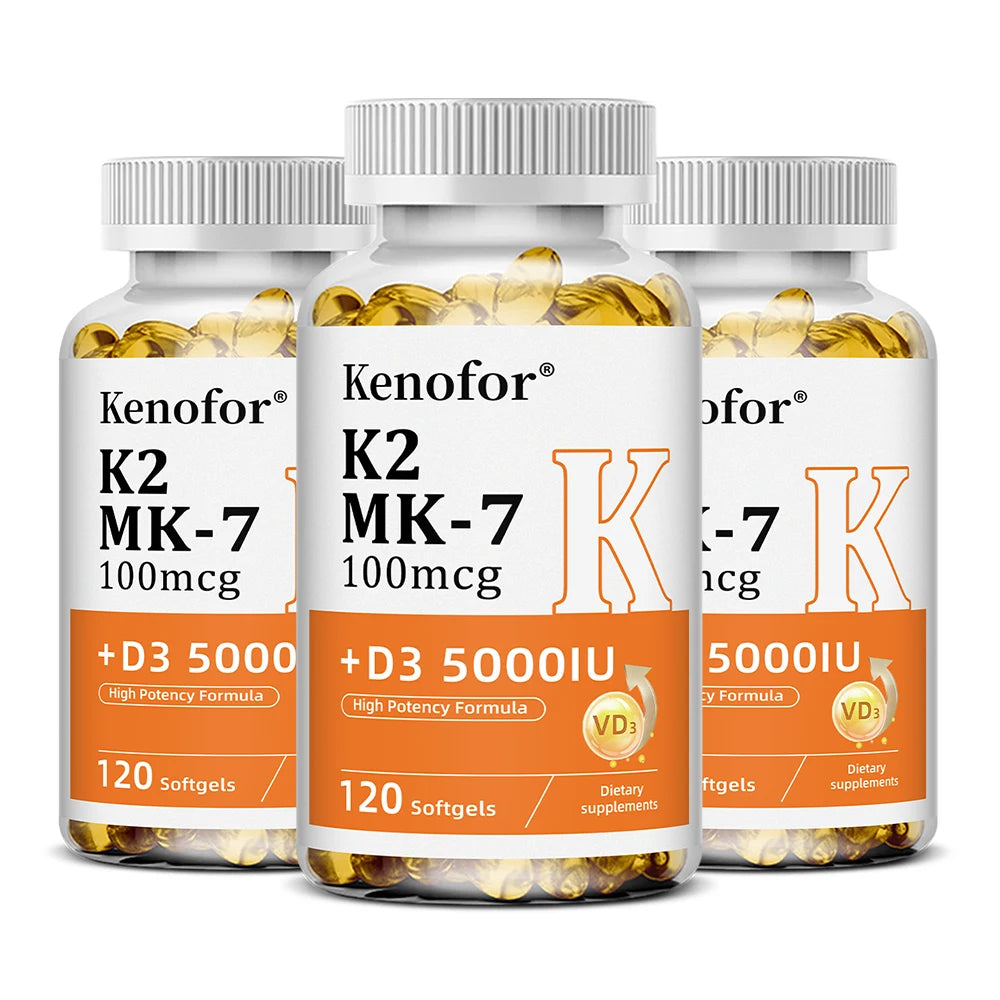 Vitamin D3 & K2 Supplement – Bone, Heart & Immune Support Vitamin Supplement Qst 120 count-3 bottle