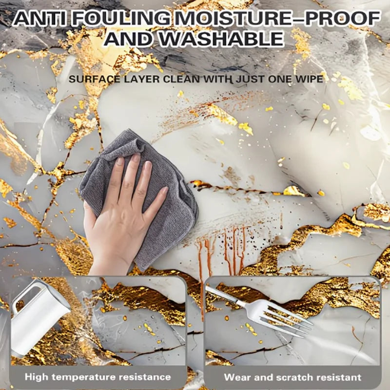 Marble Kitchen Wallpaper – Waterproof Oil-Proof Self-Adhesive PVC Self-Adhesive Wallpaper Qme