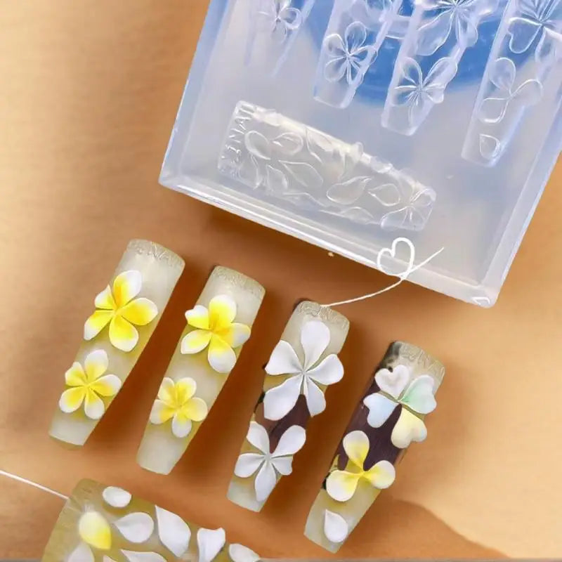 3D Silicone Nail Art Mold – Hibiscus Five-Petal Floral Design Nail Art Mold Qme