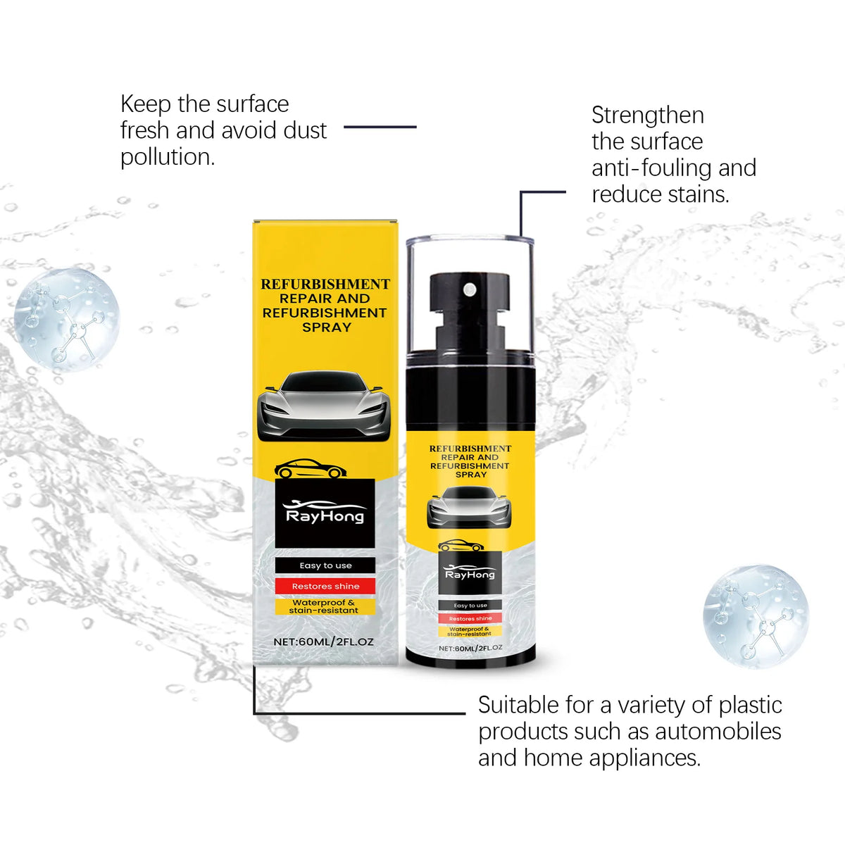 RayHong Car Interior Plastic Refurbishment Coating Spray Plastic Refurbishment Spray Qst