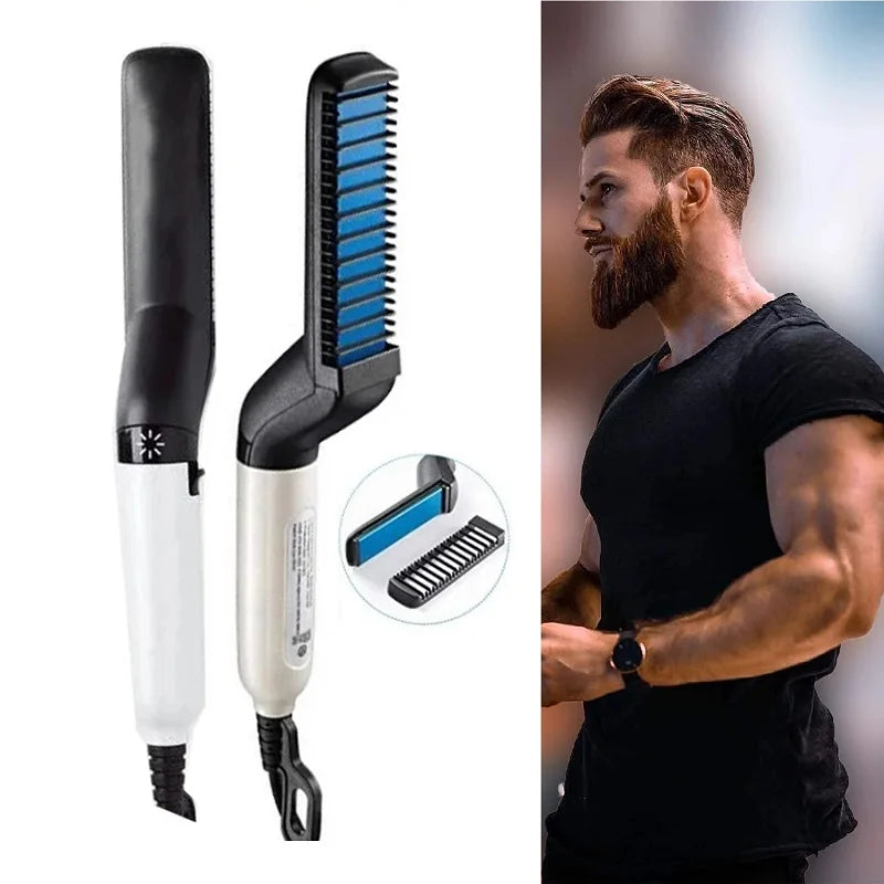 VamsLuna 2-in-1 Electric Beard Straightener Brush for Men Beard Straightener Brush Qst UK