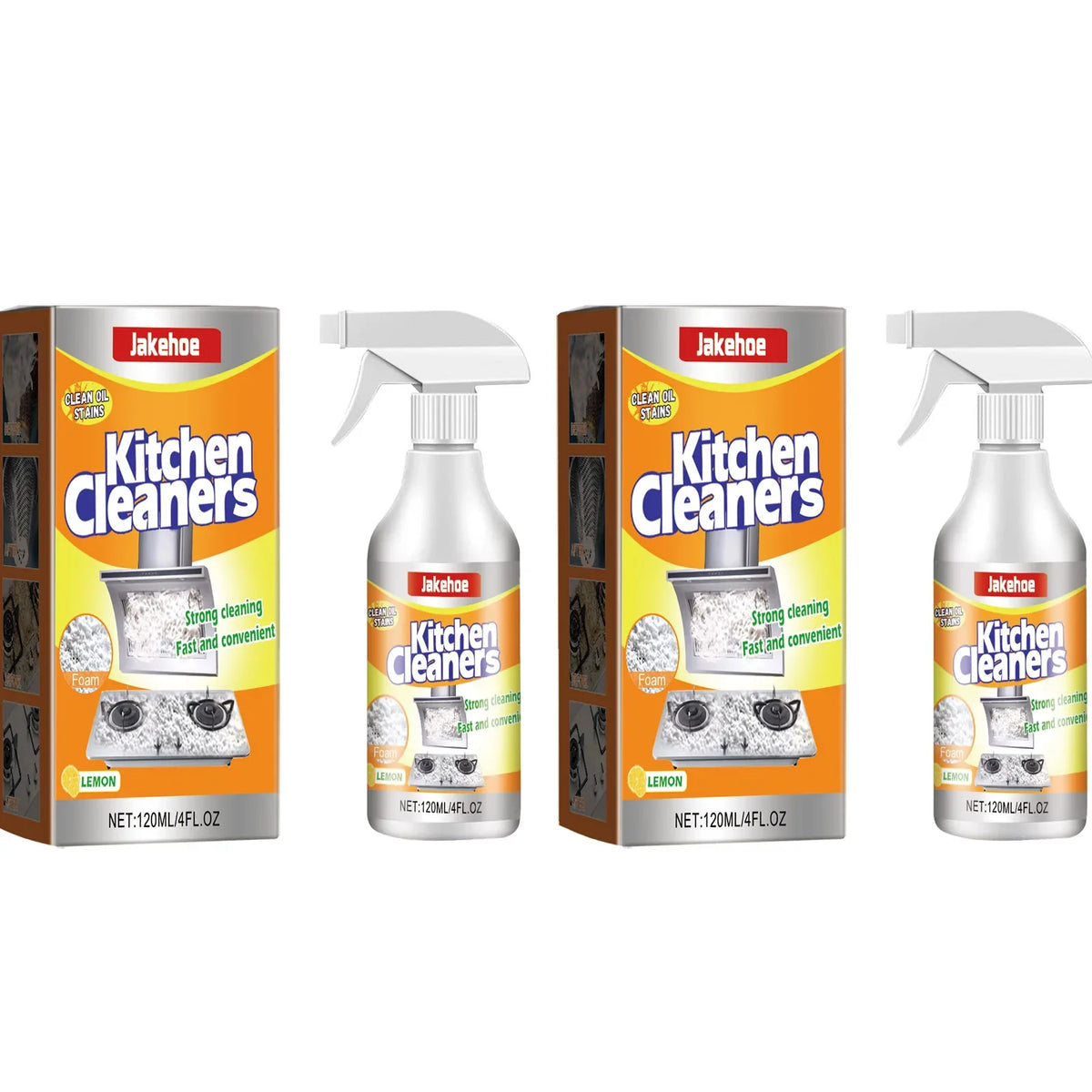 Kitchen Foam Cleaner – Powerful Grease & Oil Stain Remover Kitchen Foaming Cleaner Qme 2 X 120ml Boxed