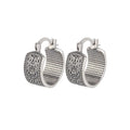 925 Sterling Silver Textured Flower Earrings – Gothic Vintage Sterling Silver Earrings Qme A