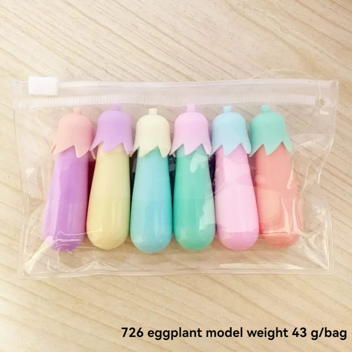Kawaii Mushroom Leaf Highlighter Chalk Marker Pens – 6 Pcs Highlighter Marker Set Qme 726-Eggplant