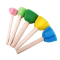 Foam Sponge Brushes Wooden Handle Round Flower DIY Paint Set Foam Painting Brush Set Qme 5Pcs