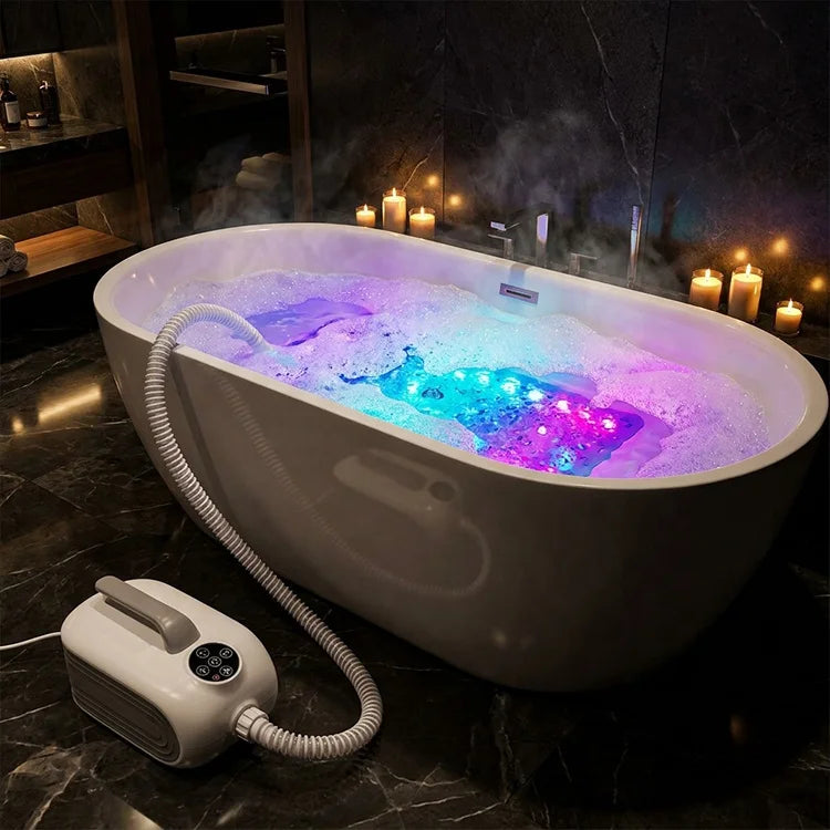 8-Color LED Spa Bubble Bath Mat – 6-Level Chromotherapy Massager Spa Bath Massager Mat Qst