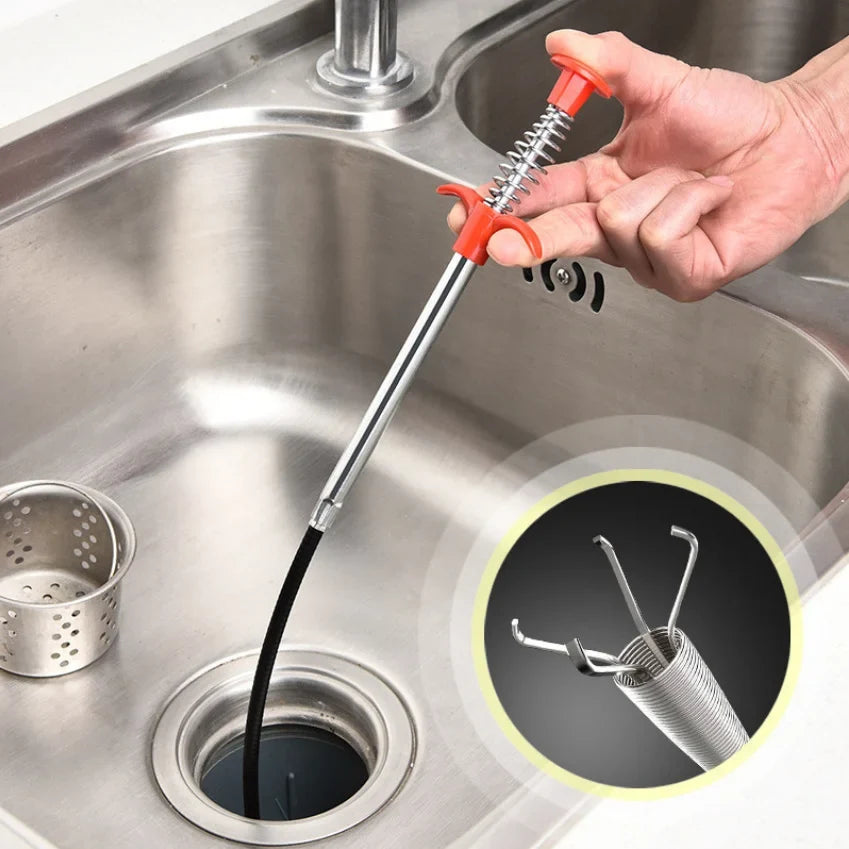 Flexible Drain Cleaning Claw Hair Grabber Tool – 3 Sizes Drain Cleaning Tool Qme black 1.6m