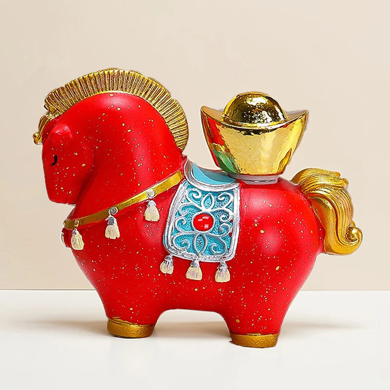 Zodiac Horse Figurine Rotating Lucky Ingot Desk Decor Decorative Figurine Qst A5