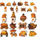 Thanksgiving Wooden Ornaments – Gnome Turkey Pumpkin Maple Leaf Seasonal Wood Ornaments Qme 12pcs M