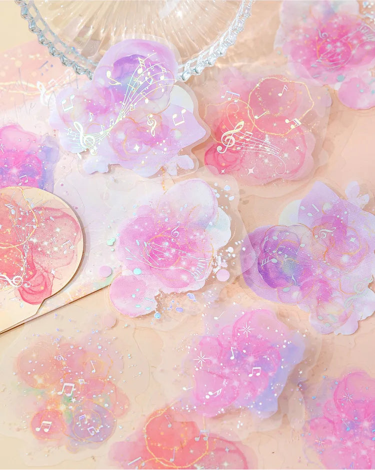 Watercolor Foil Stamping Decorative Stickers 10 Pcs | DIY Craft Decorative Sticker Set Qme