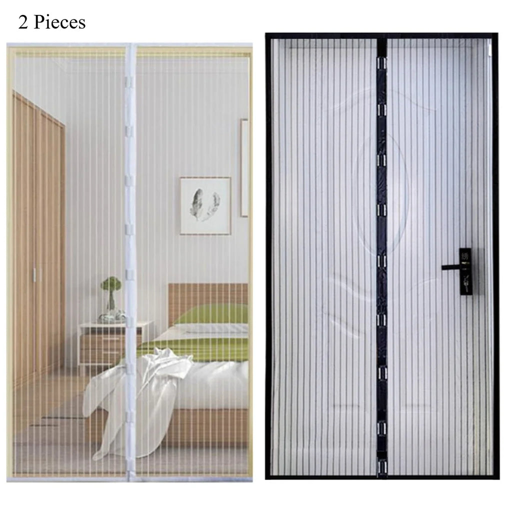 2-Piece Magnetic Self-Closing Screen Door Mesh Curtain Magnetic Screen Door Qme Black Wht LM100 210-2PCS