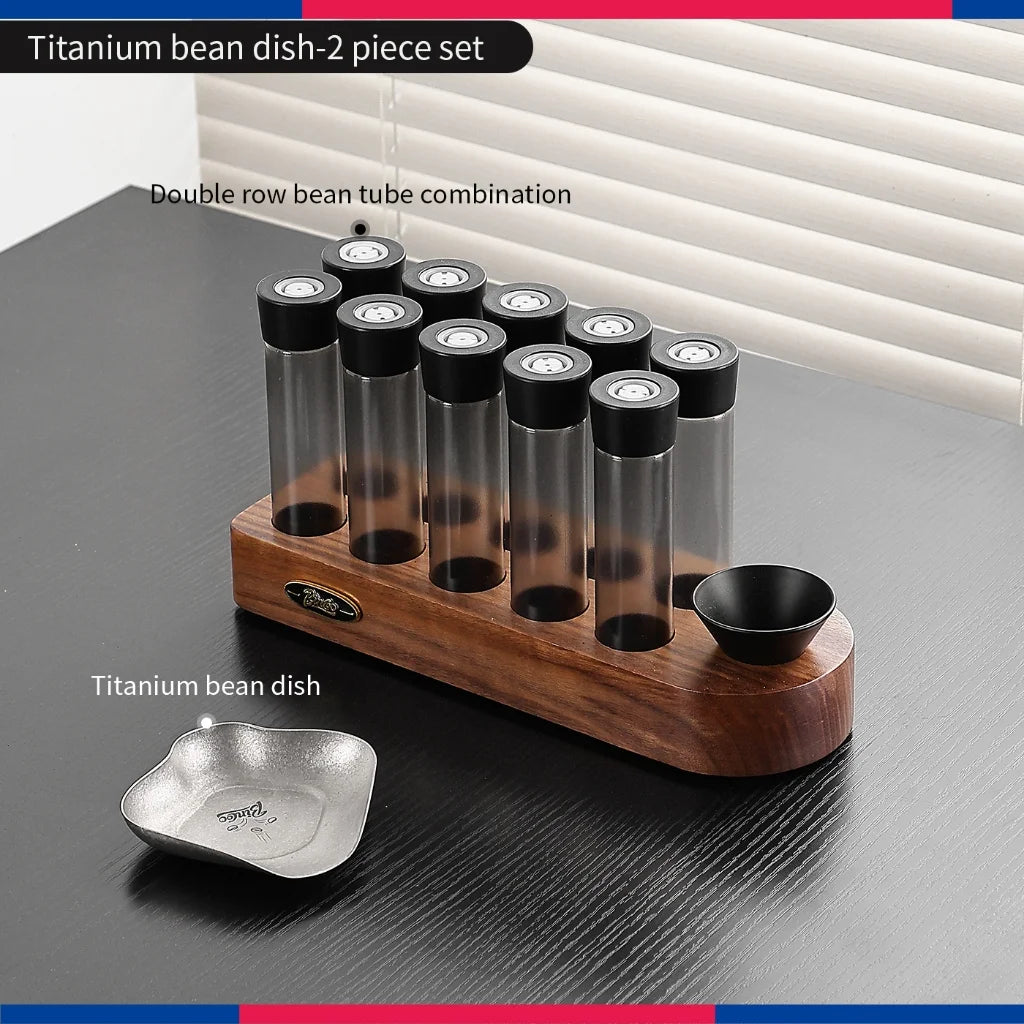 BINCOO Pure Titanium Coffee Dosing Tray & Stand Set Coffee Dosing Set Qst 2pcs Set B