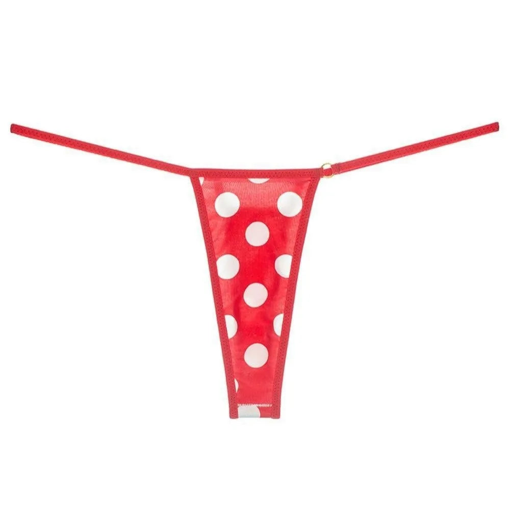 Women's Seamless Ice Silk Thongs Low Waist T-Back Briefs Women's Thong Briefs Qme White Dots L 1pc