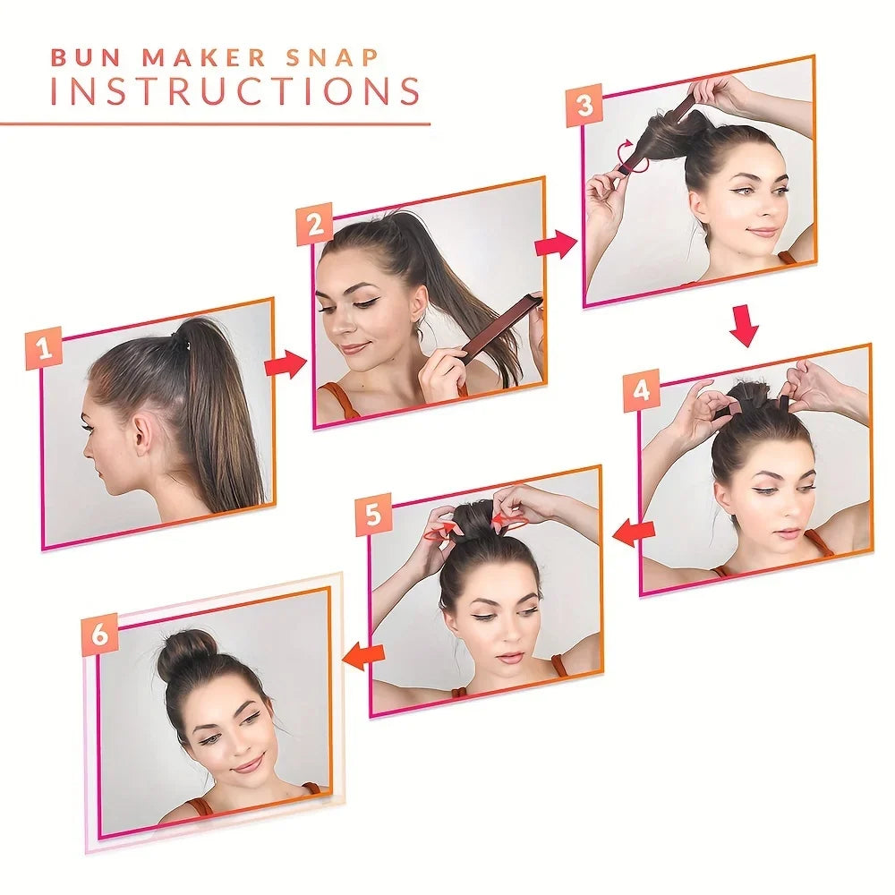 Magic Hair Bun Maker French Twist Snap Ring Styling Tool Hair Bun Maker Qme