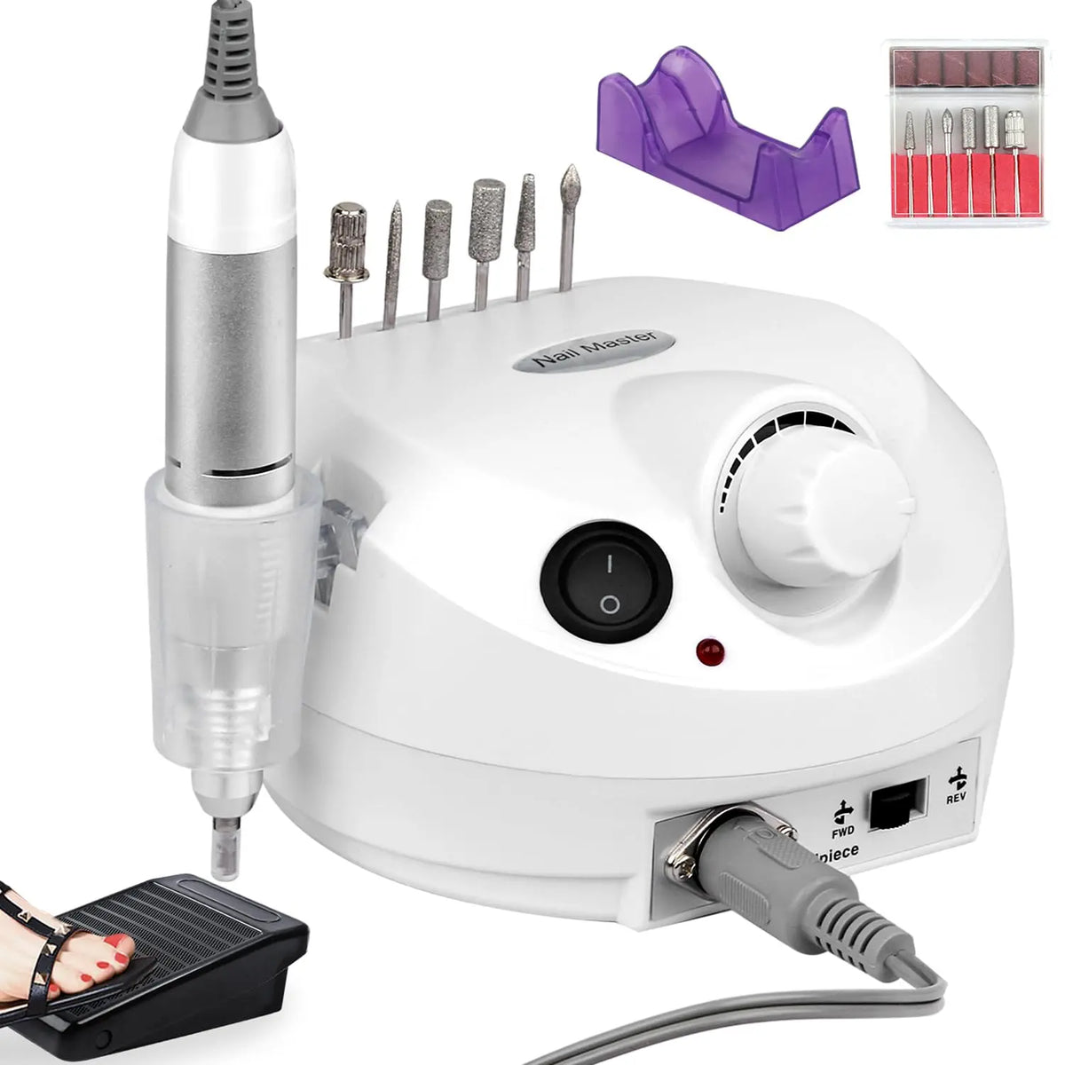 VamsLuna Electric Nail Drill 30000 RPM – Foot Pedal Manicure Set Electric Nail Drill Qst Ivory