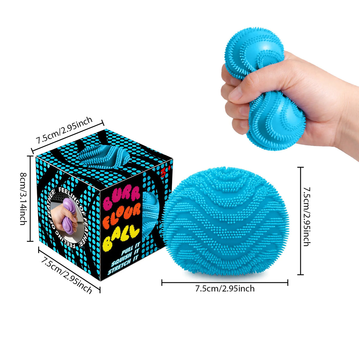 Nee Doh Fuzz Ball – Soft Spiky Sensory Fidget Squeeze Toy Sensory Fidget Toy Qst Style E 1PCS