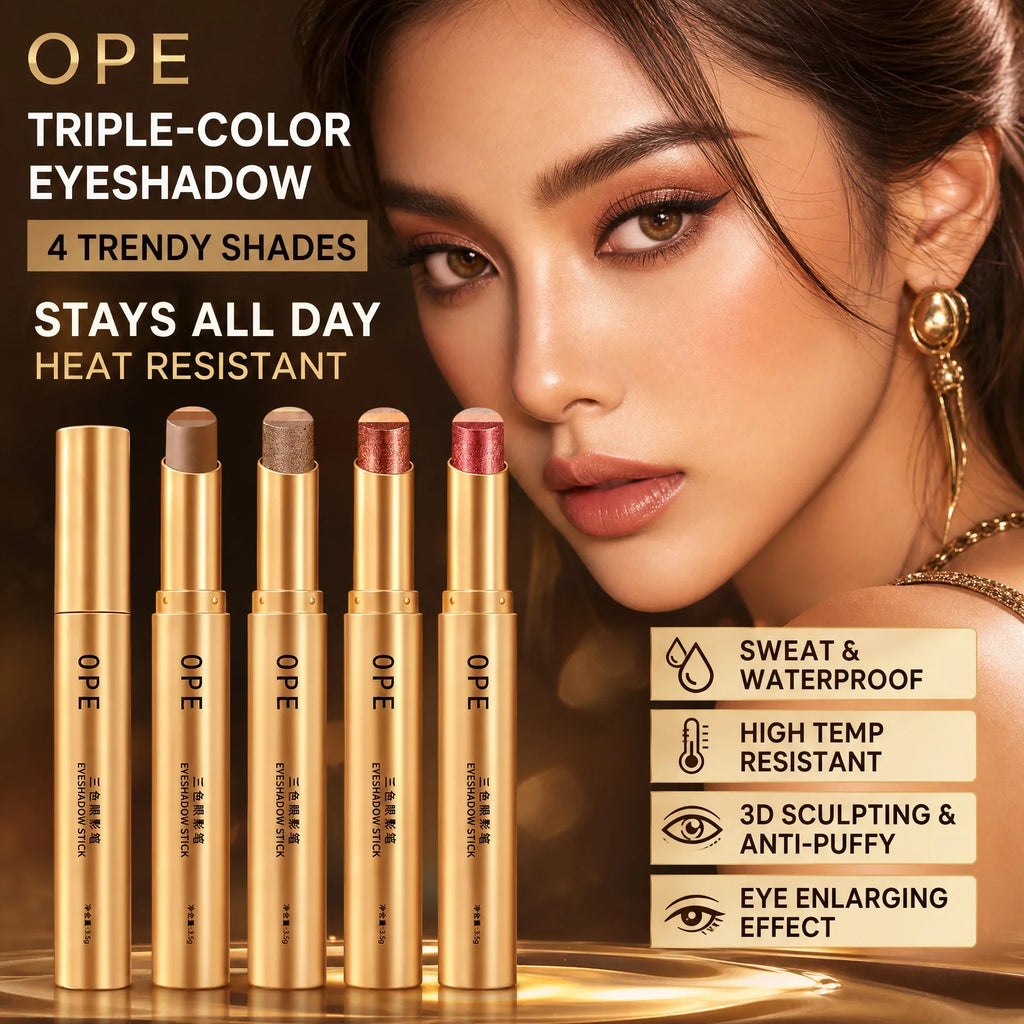 OPE Triple Eyeshadow Stick – Waterproof, Long-Lasting, 4 Colors Eyeshadow Stick Qme
