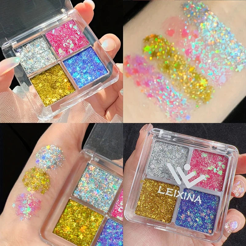 Sparkling Diamond 4-Pan Eyeshadow Palette – Pumpkin & Cherry Eyeshadow Palette Qme 02 Starry sky