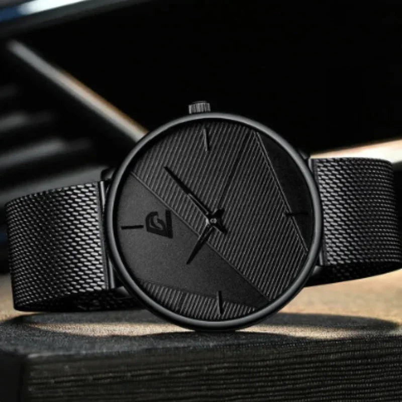 Minimalist Men's Mesh Belt Quartz Watch | Business Casual Men's Quartz Watch Qme