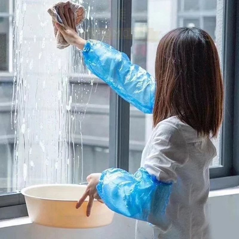 100pcs Disposable Waterproof Arm Sleeves – Oil-Proof PE Oversleeves Disposable Arm Sleeves Qst