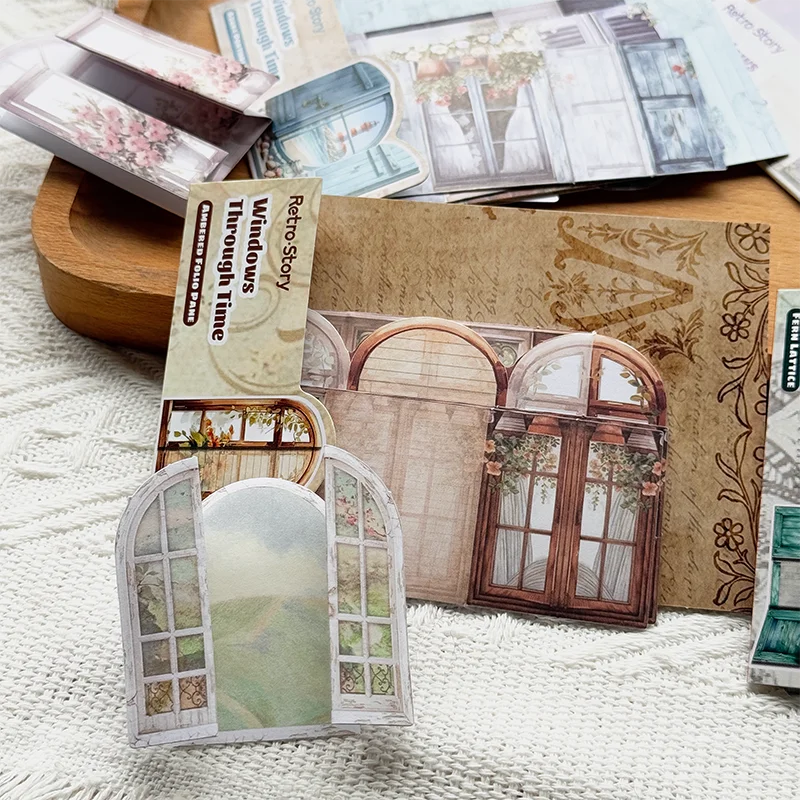 Vintage Window & Door Scrapbook Stickers – 10pcs Per Pack Decorative Craft Stickers Qme