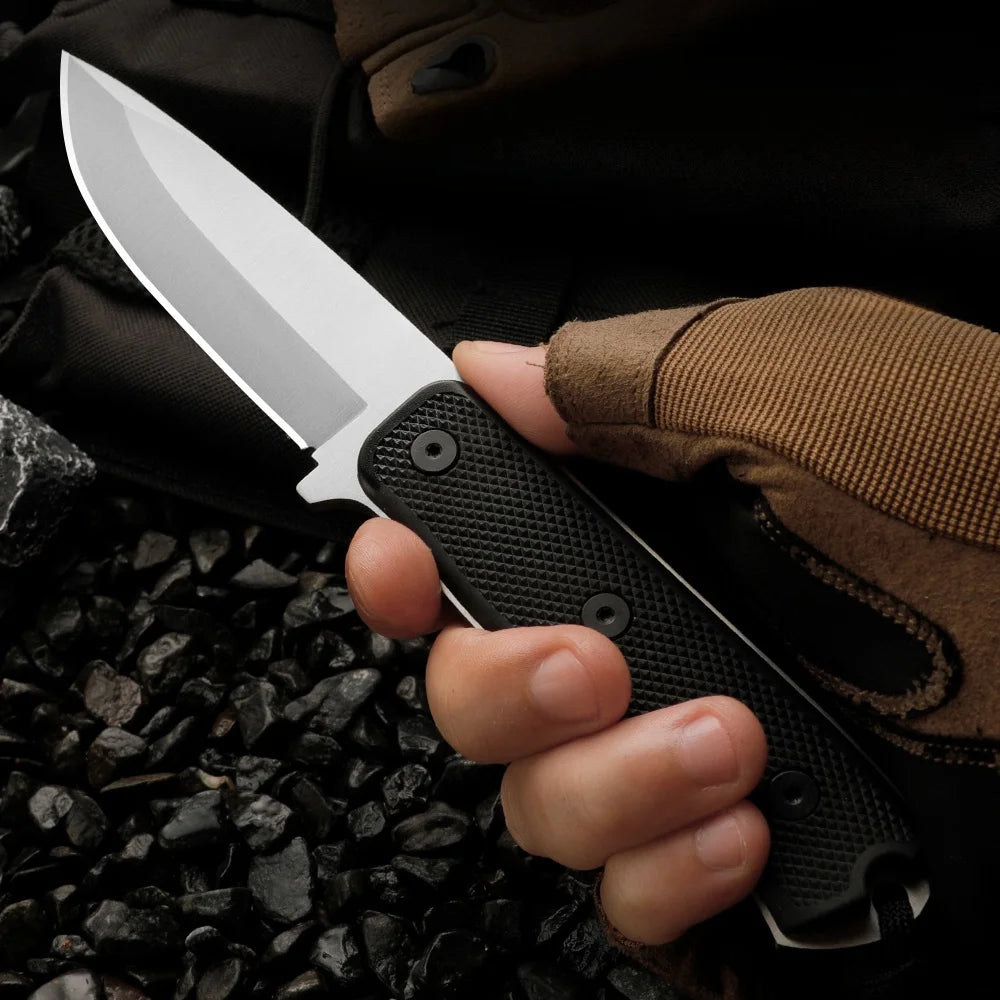 HUANGFU Fixed Blade Camping Knife – Stainless Steel & Sheath Fixed Blade Knife Qst