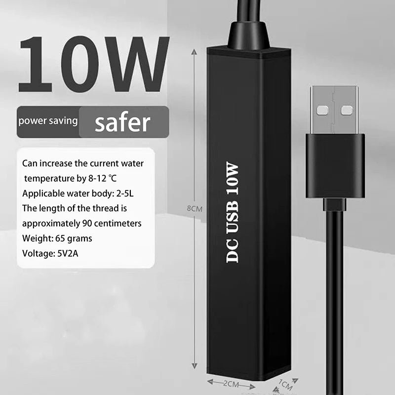 Mini USB Aquarium Heater 5W/10W for Small Fish Tanks Aquarium Heater Qst 10W