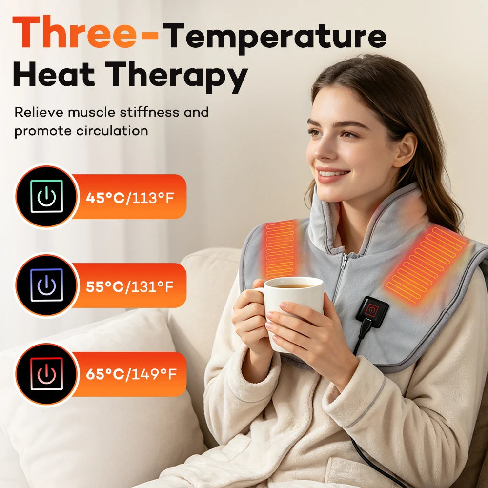 USB Heated Shoulder Wrap – 3-Level Electric Neck Warmer Heated Shoulder Wrap Qst