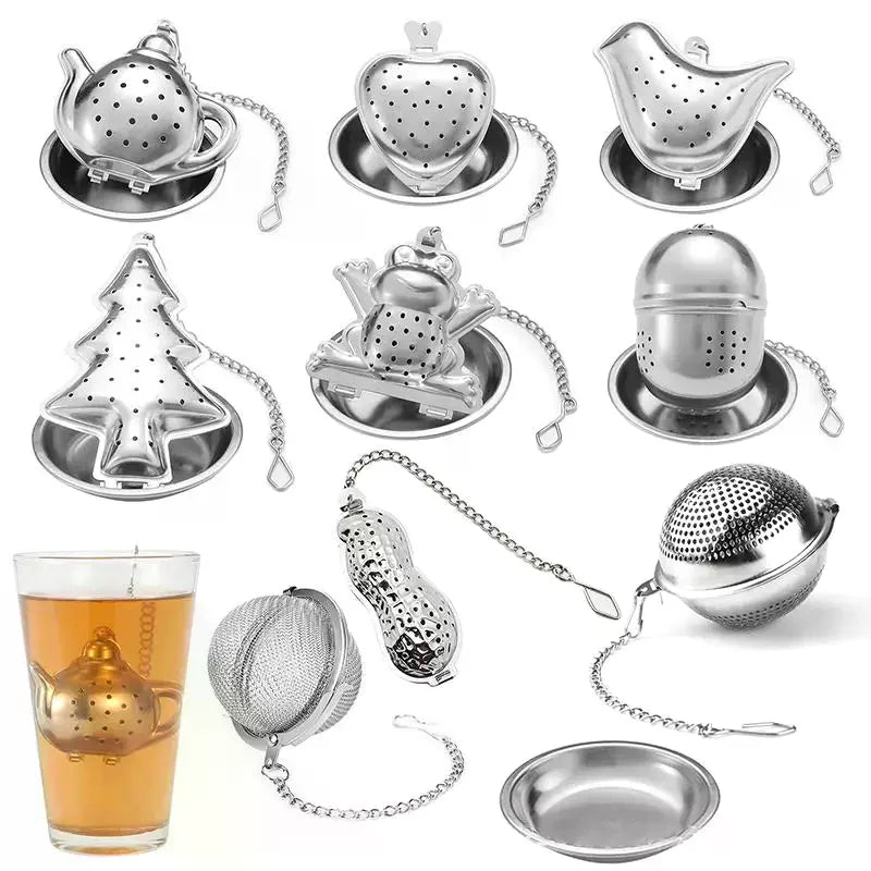 Stainless Steel Tea Infuser with Tray – Fine Mesh Loose Leaf Tea Infuser Set Qst