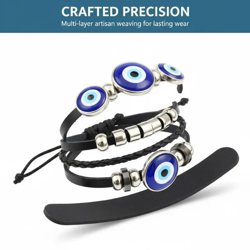 Handmade Woven Leather Multilayer Bracelet – Women & Men Leather Bracelet Qme