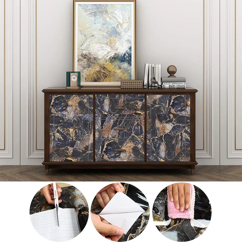 Marble Self-Adhesive Vinyl Wallpaper – Waterproof Wall Sticker Peel & Stick Wallpaper Qme